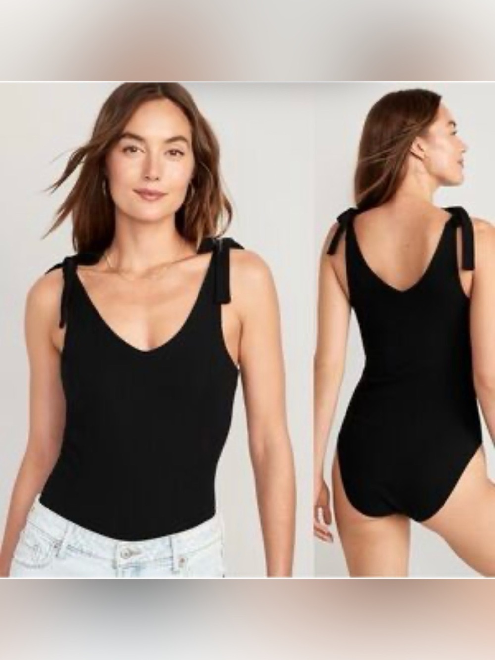 Old Navy Tie-Shoulder V-Neck Rib-Knit Bodysuit